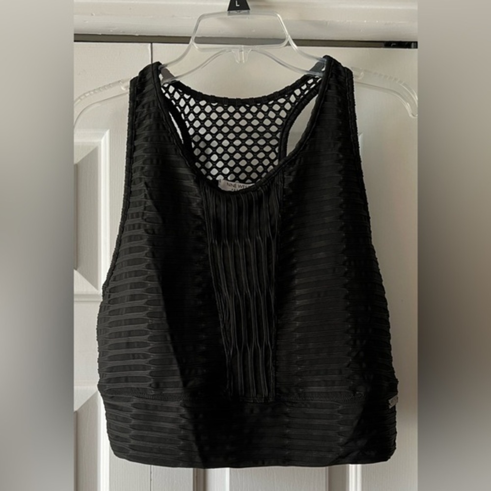 Nine West Active Black Racerback Textured Pullover Sports Bra NWOT 1X #2244
